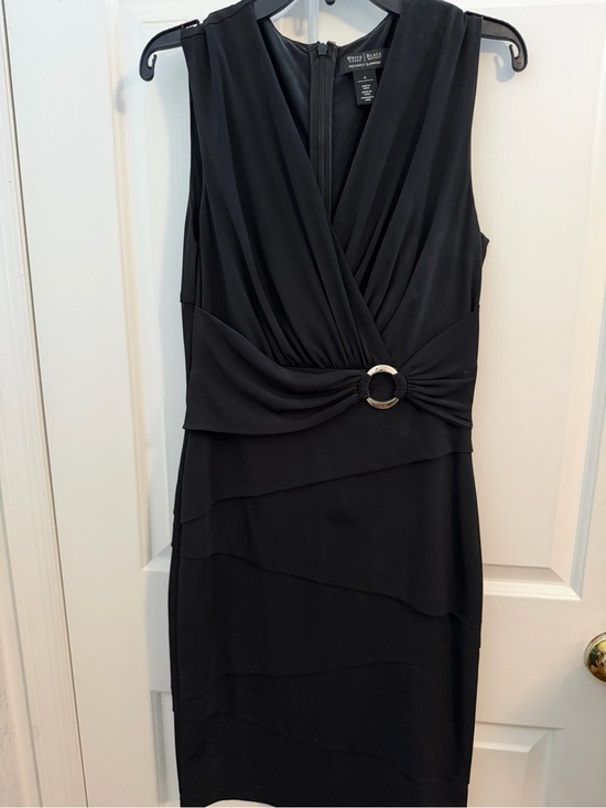 White House Black Market Dresses & Skirts - White House Black Market Black Sleeveless Faux Erap Midi Dress with Ring Detail